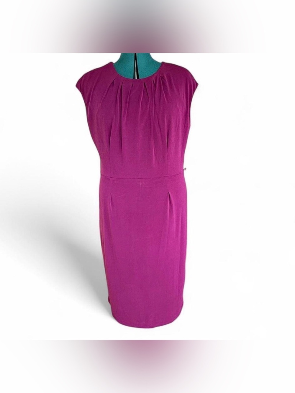 Charter Club Fuchsia Pleated Neck Cap-Sleeve Sheath Dress